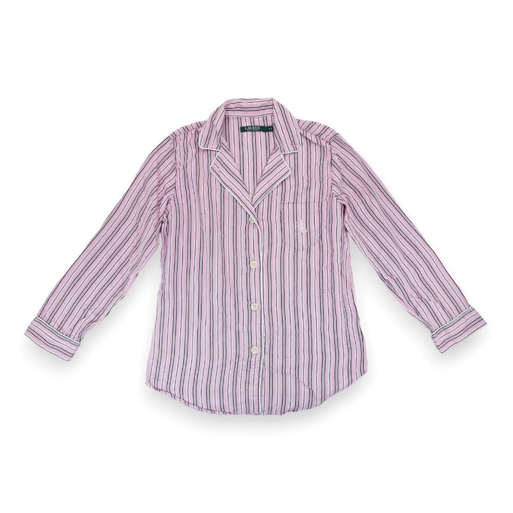 Lauren Ralph Lauren Sleep Shirt Womens Small Pink Stripe Flannel Pajamas